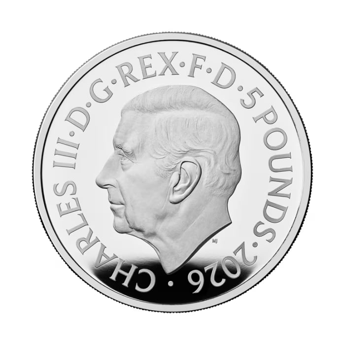 2026年 イギリス エリザベス2世女王 第2肖像 .925 プルーフ厚銀貨 56.56グラム