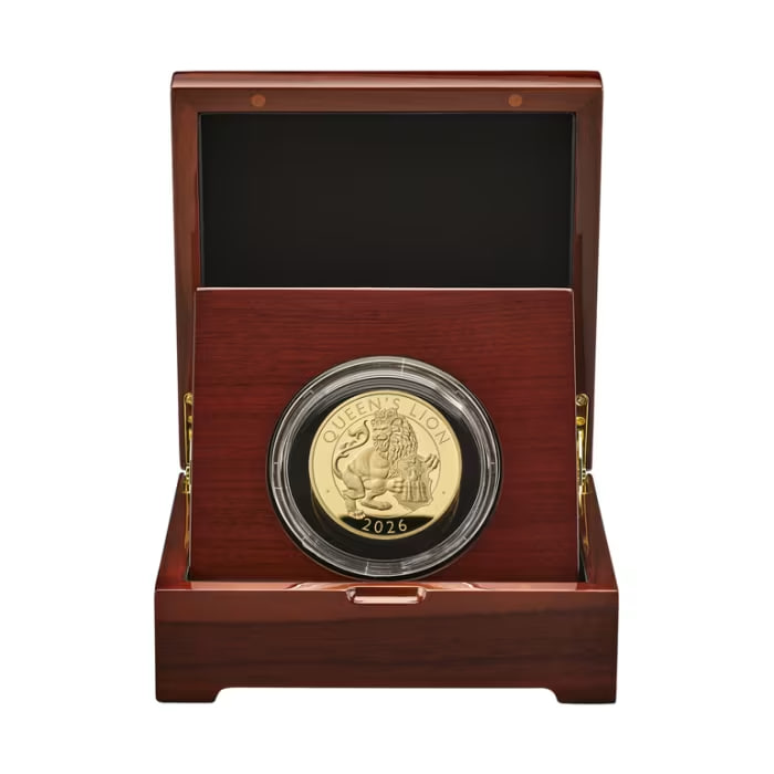 2026年 英国 チューダー王室の神獣シリーズ — 女王のライオン .9999 純金製 プルーフ金貨 5オンス
