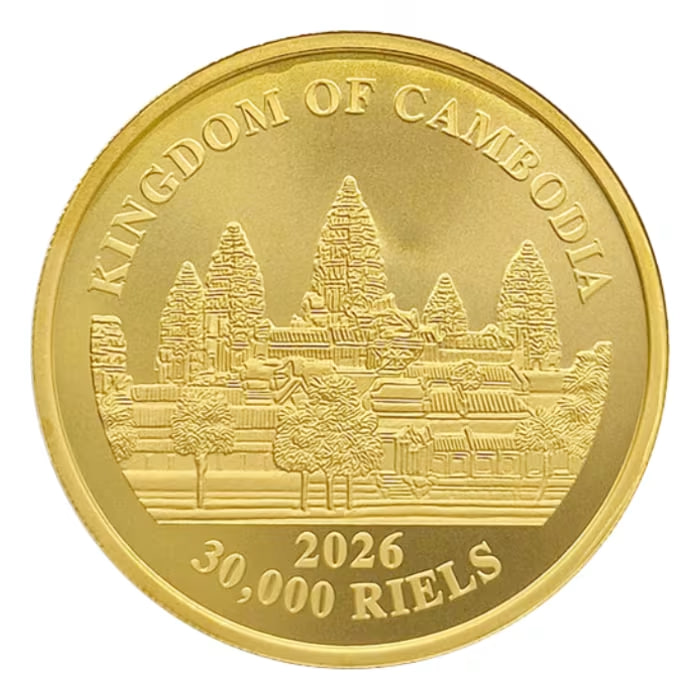 2026年 カンボジア 「失われたカンボジアの虎」純度.9999の金貨 1オンス