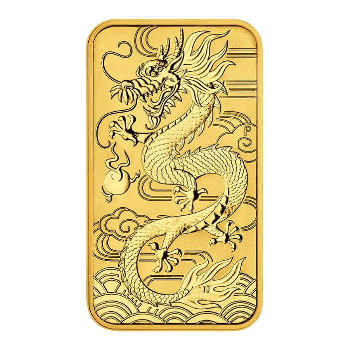 2018年 オーストラリア 龍 .9999 純金製 長方形金貨 1オンス